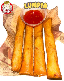 Image of lumpia with dipping sauce, by LumpiaLicious