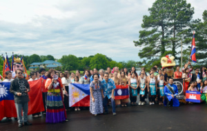 Partisipants line up prior to the 20205 Asian Festival parade of nations