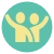 Icon - Community | Social- green circle with light yellow icon of two people waving